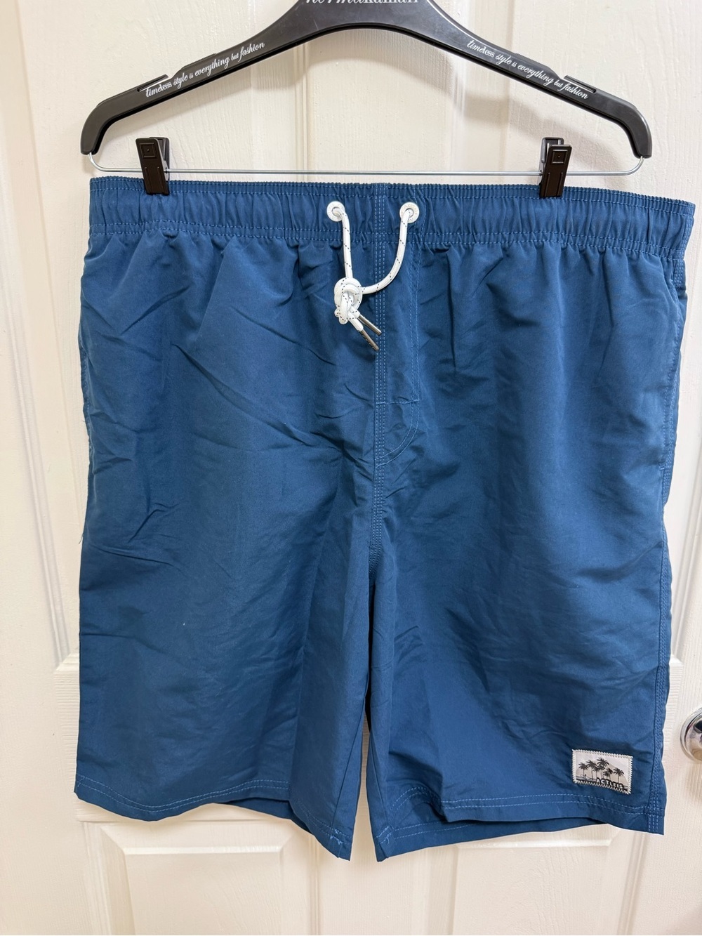 Men's Casual Drawstring Swim Shorts - Blue, Size XXL
